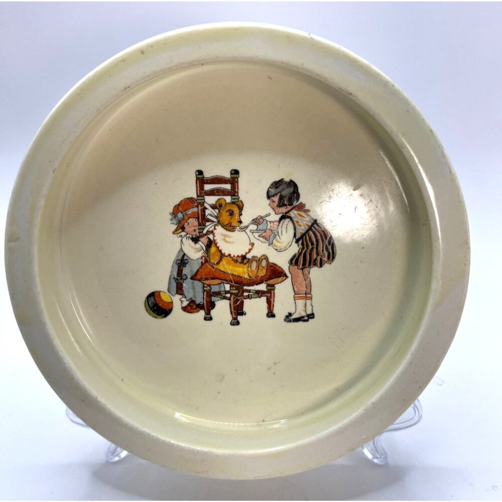 Antique Baby Dish China Avco Children High Chair Vtg
